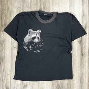 Wawa Ontario Canada Vintage Raccoon Black T-Shirt